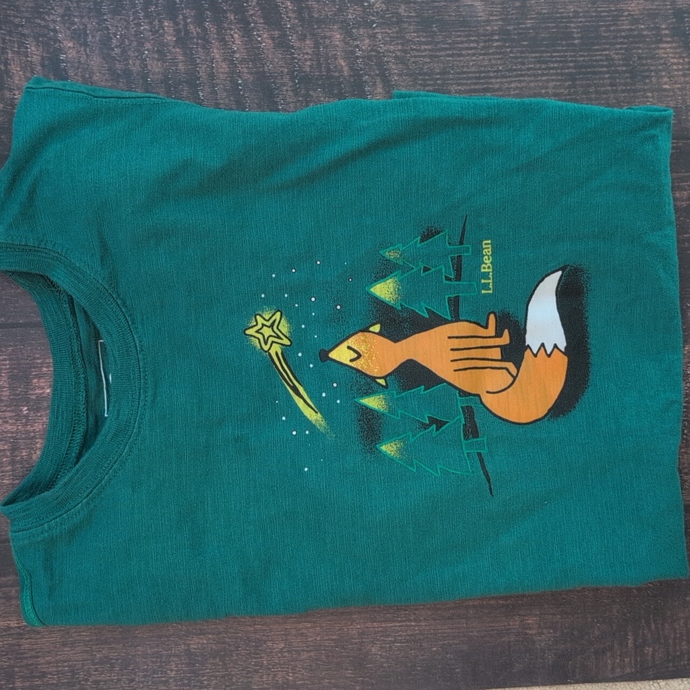 L.L. Bean Kids Teal Fox Star Tee